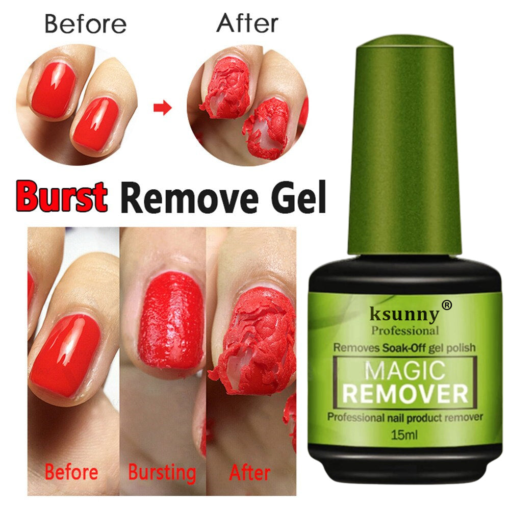 KSUUNY Magic Burst Gel Remover 15ml - Penghapus Gel Polish UV untuk Kuku Palsu & Press On - Cepat & Mudah Tanggal Tanpa Rendam - Lebih Lembut pada Kuku Menghilangkan