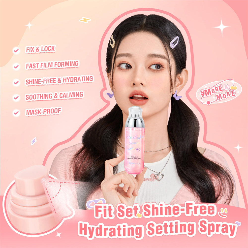 KSUNNY Starlight Gauze Setting Spray - Long-Lasting Hydrating Mist & Shimmer Glow